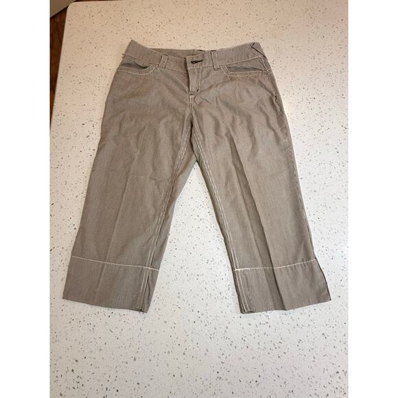 PURE COLOR CAPRI STRIPED 100% COTTON PANTS WOMENS SIZE 28" WAIST - Picture 1 of 7